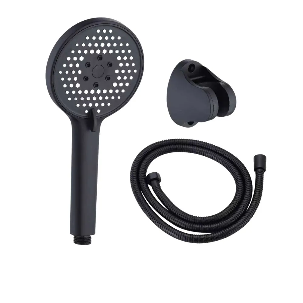 Set pară duș 3 funcții și furtun inox 1,5m, Aquafix - 18, negru
