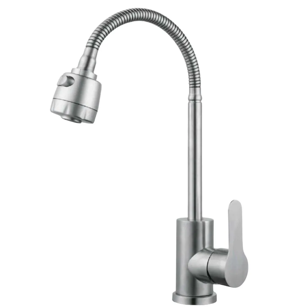 Baterie din inox pentru bucătărie cu furtun flexibil, Aquafix - 401, satin