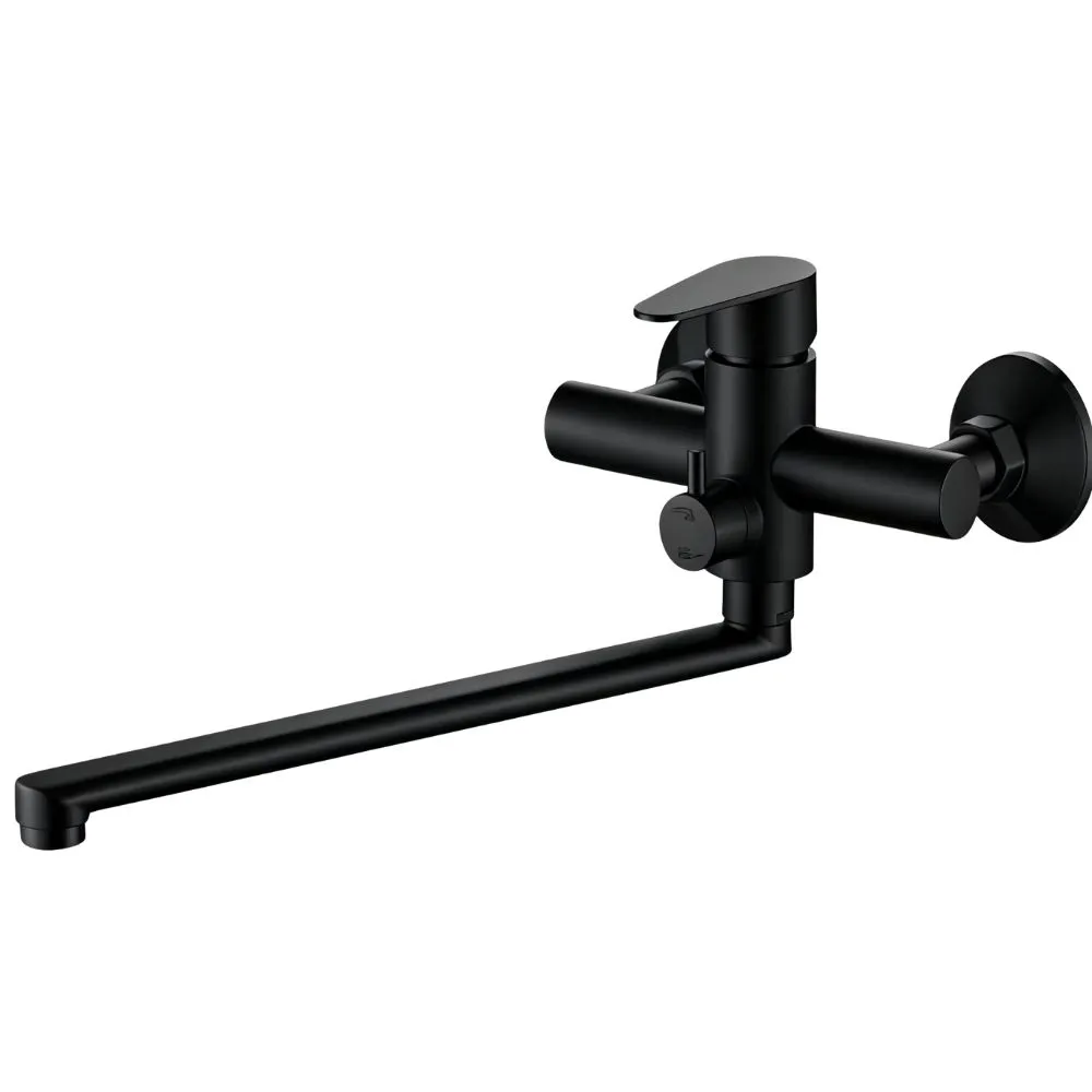 Baterie pentru cadă, pipa lunga, Aquafix - 120, neagră, INOX