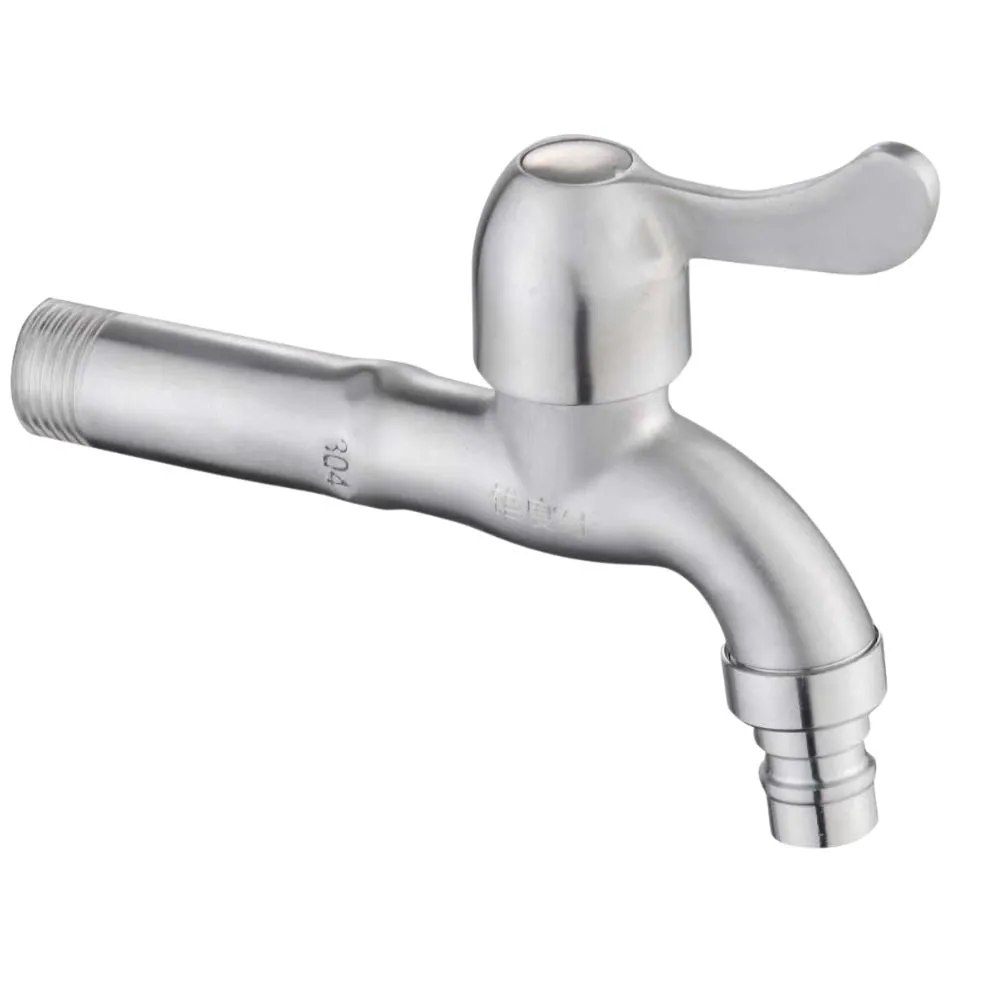 Robinet din inox pentru butoi, cu portfurtun în set, Aquafix - 202, satin