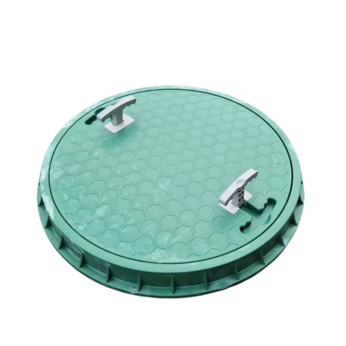 Capac canalizare rotund din PP cu mâner verde DN500