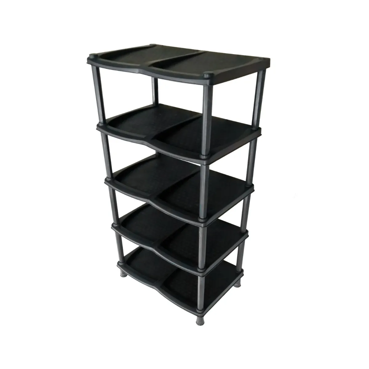 Etajeră pentru încălțăminte din plastic cu 5 nivele - PLANET, Negru, 46*31*89