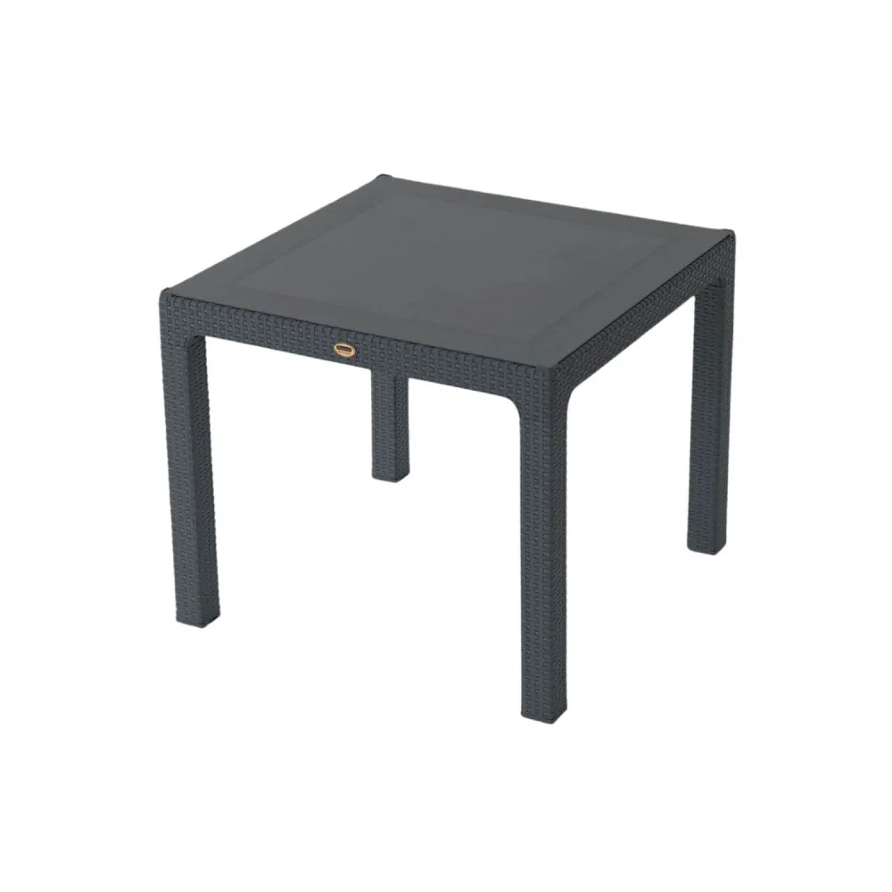 MASĂ RATTAN 90X90, CU STICLĂ, ANTRACIT