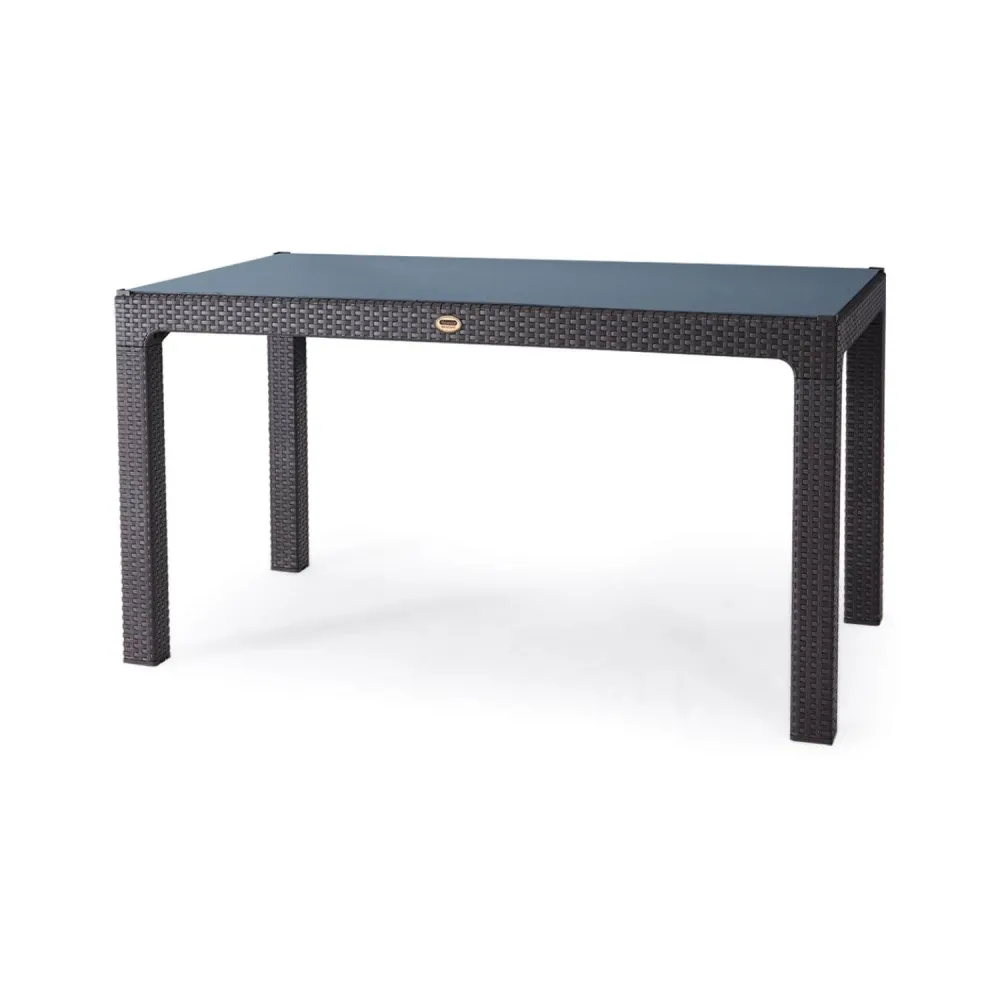 MASĂ RATTAN 120X70, CU STICLĂ, MARO