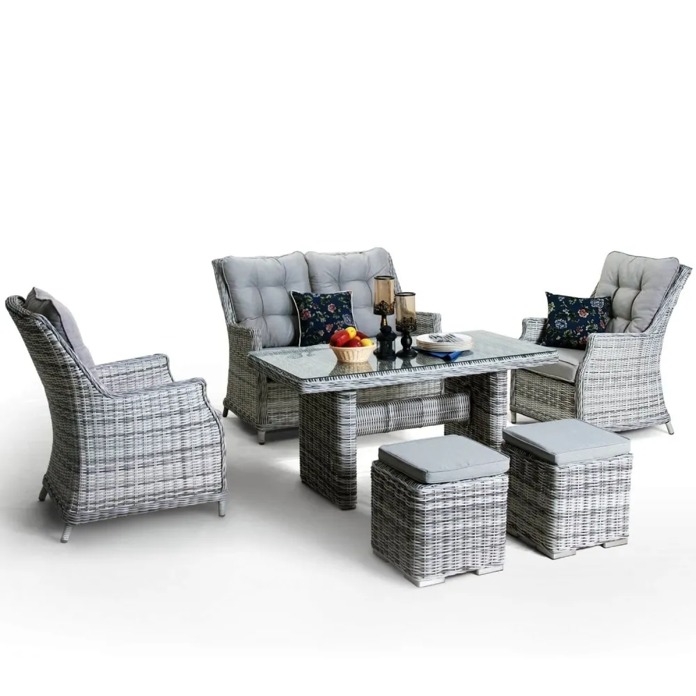 MOBILĂ PENTRU TERASĂ 6 PERSOANE, HOLA RATTAN, CAPPUCCINO