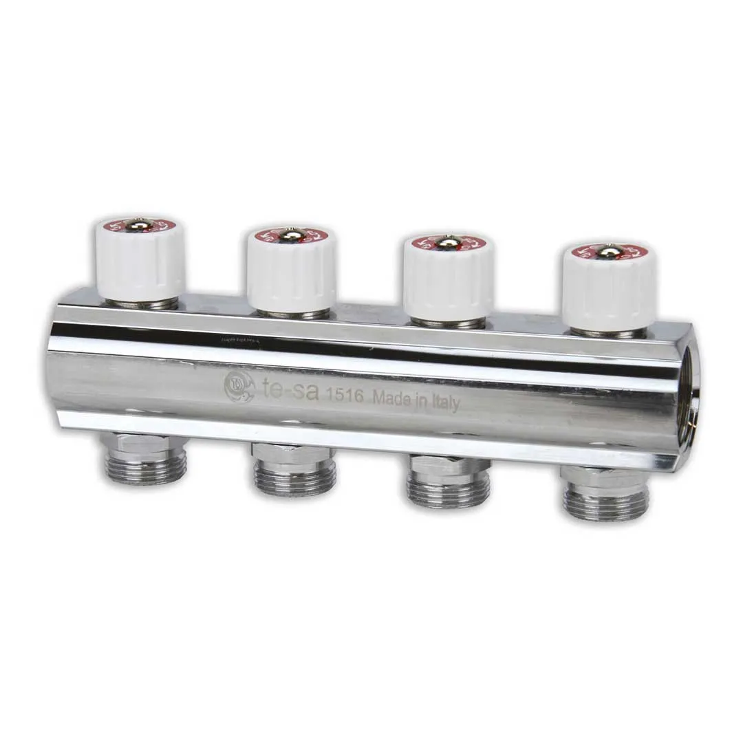 Colector de distribuţie drept, cu ventil 4 căi - 1"x3/4"