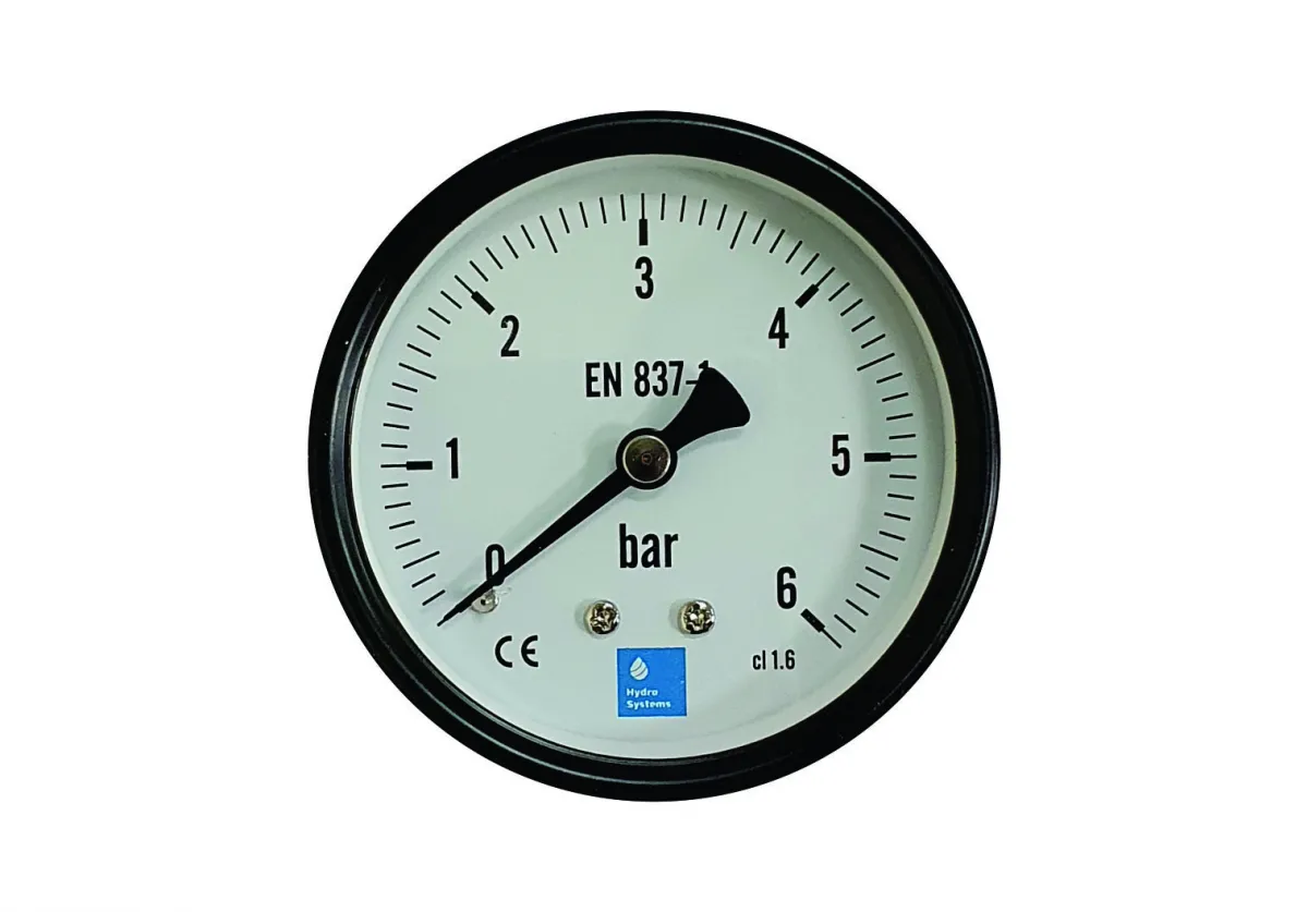 Manometru 0-6 bar, cu conectare în spate (AXIAL), 63 mm - 1/4"