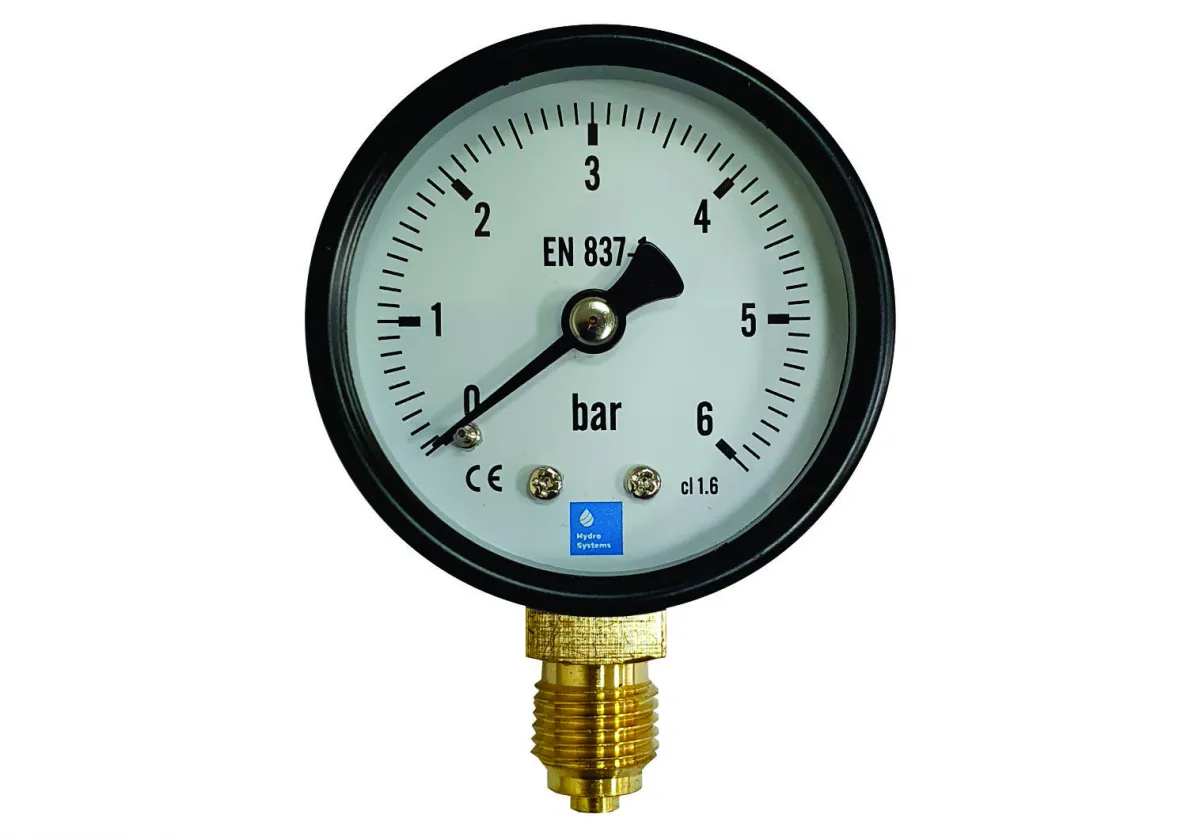 Manometru 0-6 bar, cu conectare în jos (RADIAL), 63 mm - 1/4"