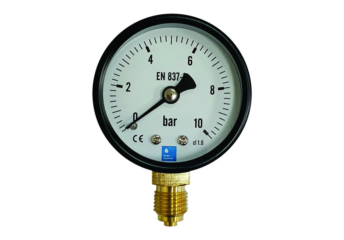 Manometru 0-10 bar, cu conectare în jos (RADIAL), 100 mm - 1/2"