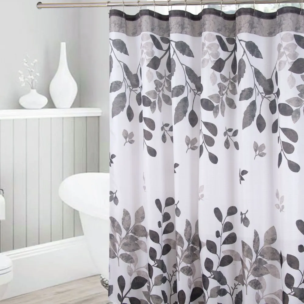 Perdea de baie Grey nature, 180x180, alb/gri/negru