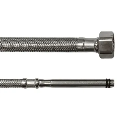 Furtun inox baterie 60cm, M10x1/2" F, extra lung 8cm