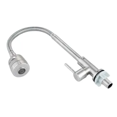 Baterie din inox cu pipa flexibilă, apă rece, Aquafix - 801, satin