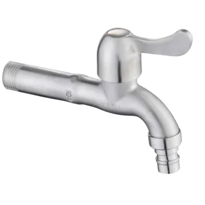 Robinet din inox pentru butoi, cu portfurtun în set, Aquafix - 202, satin