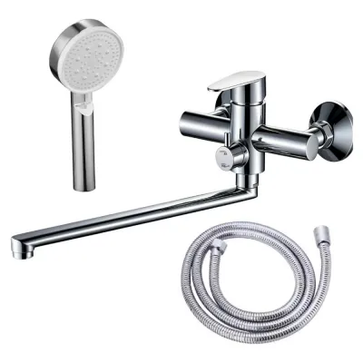 Set baterie cadă, pipa lungă, cu para și furtun, Aquafix - 120, crom