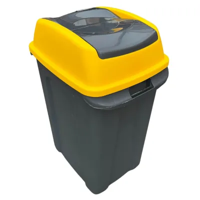 Coș gunoi fără roți, HIPPO, 25 L, Antracit/Galben