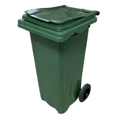 Tomberon din plastic cu roți și capac, 120 L verde