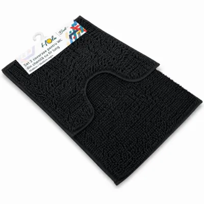 Set 2 Covorașe pentru WC din chenilă cu fir lung, 50x80 / 50x40, maro