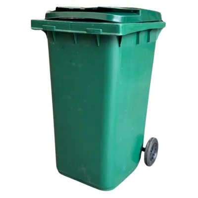 Tomberon din plastic cu capac si roti din cauciuc, 240 L, verde