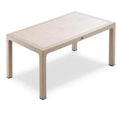MASĂ RATTAN 150X90, FĂRĂ STICLĂ, BEJ