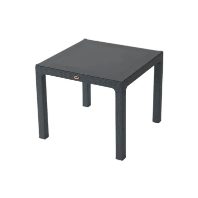 MASĂ RATTAN 90X90, CU STICLĂ, ANTRACIT