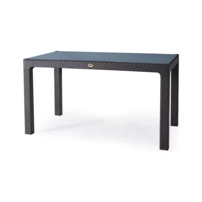 MASĂ RATTAN 120X70, CU STICLĂ, MARO