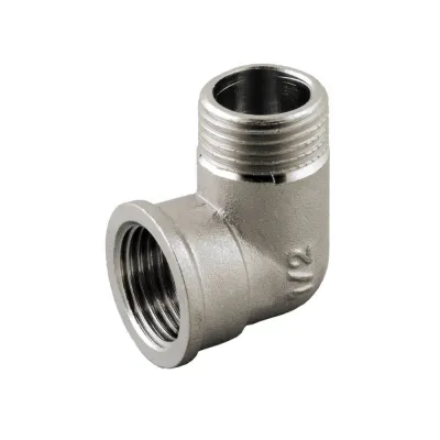 Cot alamă nichelată 90° MF - 1"