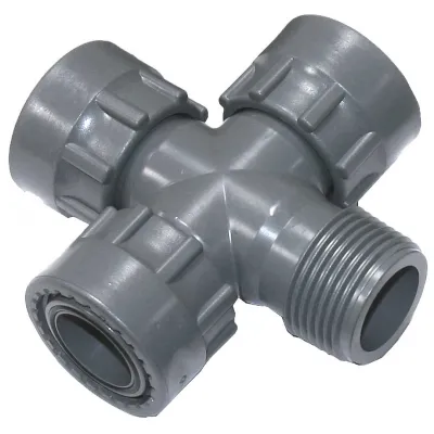 Cruce irigatie PVC FxFxFxM - 1"