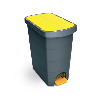 Coș gunoi cu pedală PELICAN, 20 L, Negru/Galben