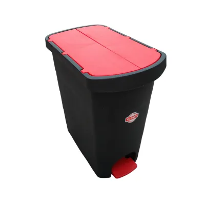Coș gunoi cu pedală PELICAN, 60 L, Negru / Roșu