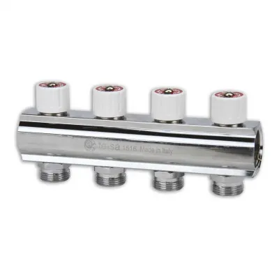 Colector de distribuţie drept, cu ventil 4 căi - 1"x3/4"