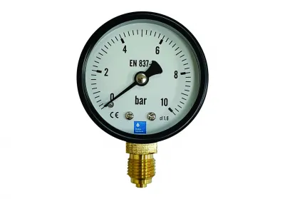 Manometru 0-10 bar, cu conectare în jos (RADIAL), 100 mm - 1/2"