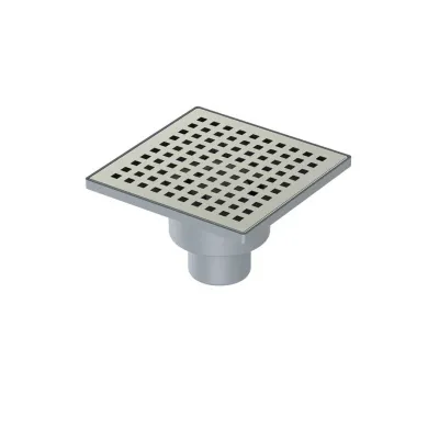 Sifon de pardoseală din plastic cu grila din INOX, ieșire verticală, DN 50mm, 110x110 mm