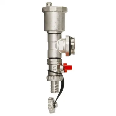 Kit teu colector cu dezaerator automat și robinet de golire cu bilă, Hydro-S - 1"