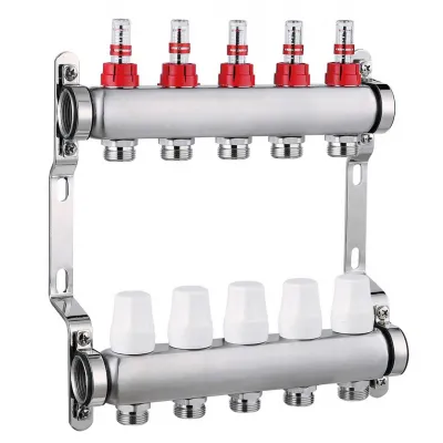 Colector complet din INOX, 10 căi, cu debitmetru, HYDRO-S, 1"x3/4"x16