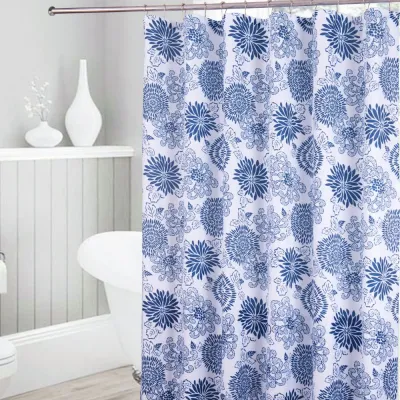 Perdea de baie Sky flowers, 180x180, albastru/gri