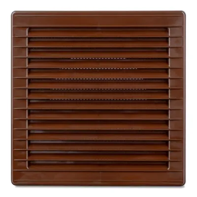 Grilă ventilație pătrată din ABS, cu plasă 170x170 Ø100 maro
