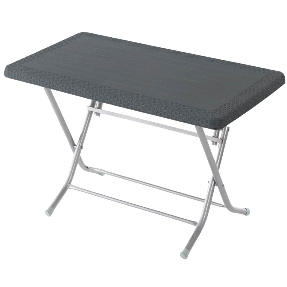 MASĂ PLIABILĂ DIN PLASTIC CU PICIOARE DIN METAL, 64X113X74, ANTRACIT
