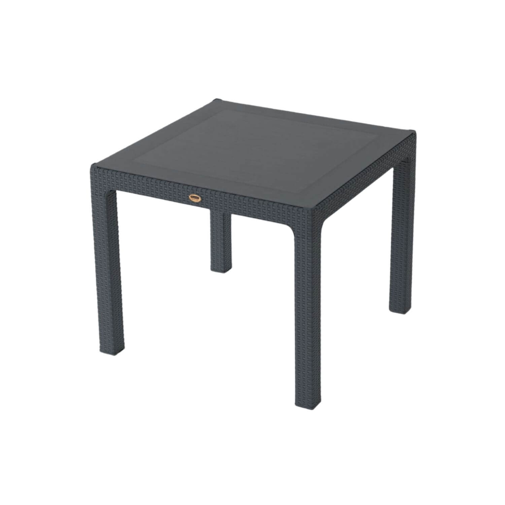 MASĂ RATTAN 90X90, CU STICLĂ, ANTRACIT