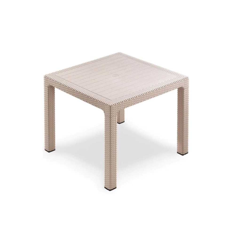 MASĂ RATTAN 90X90, FĂRĂ STICLĂ, BEJ