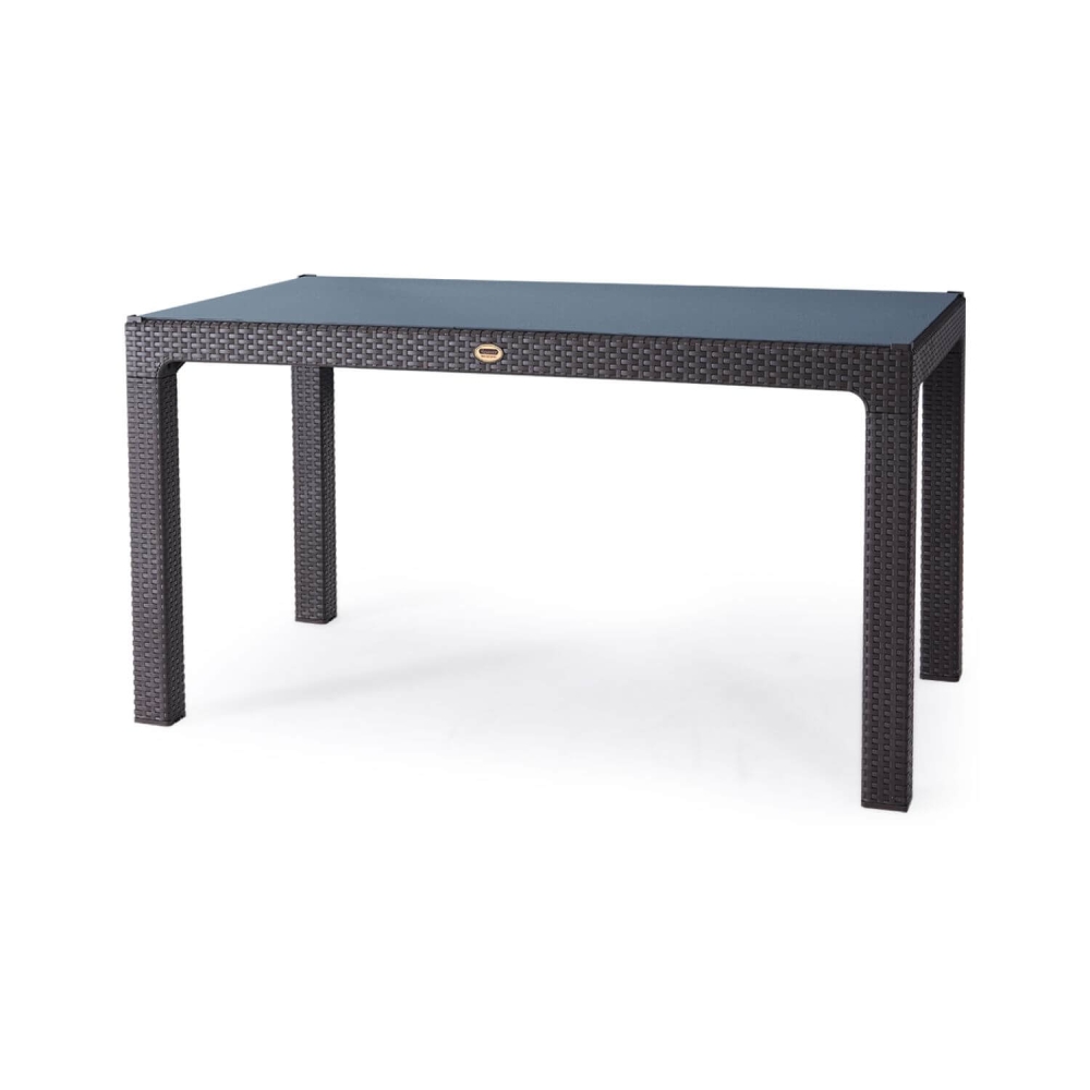 MASĂ RATTAN 120X70, CU STICLĂ, MARO