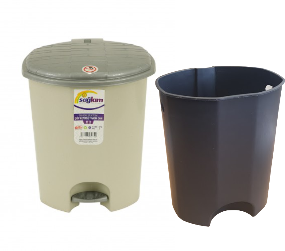 Coș gunoi din plastic cu pedală și galeată, 11L