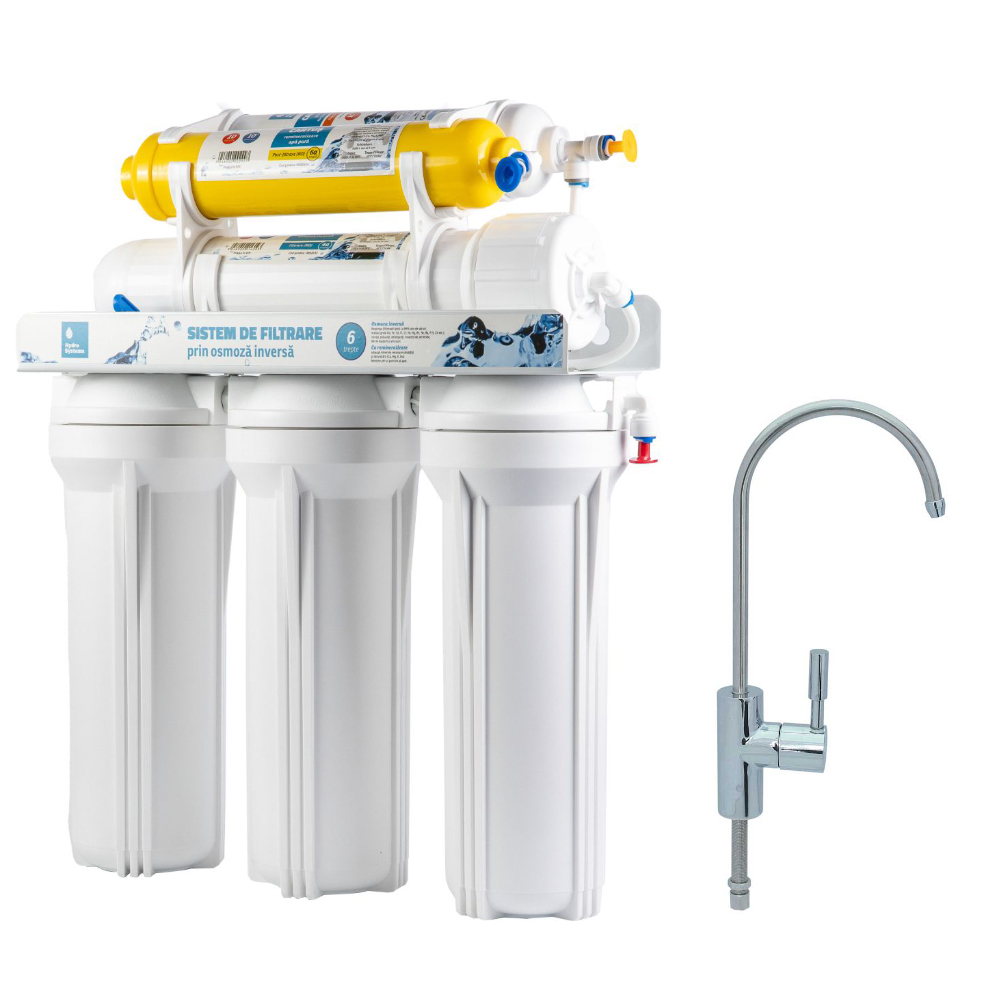 Stație de filtrare cu osmoză inversă, 6 trepte, fără pompă, +mineralizare