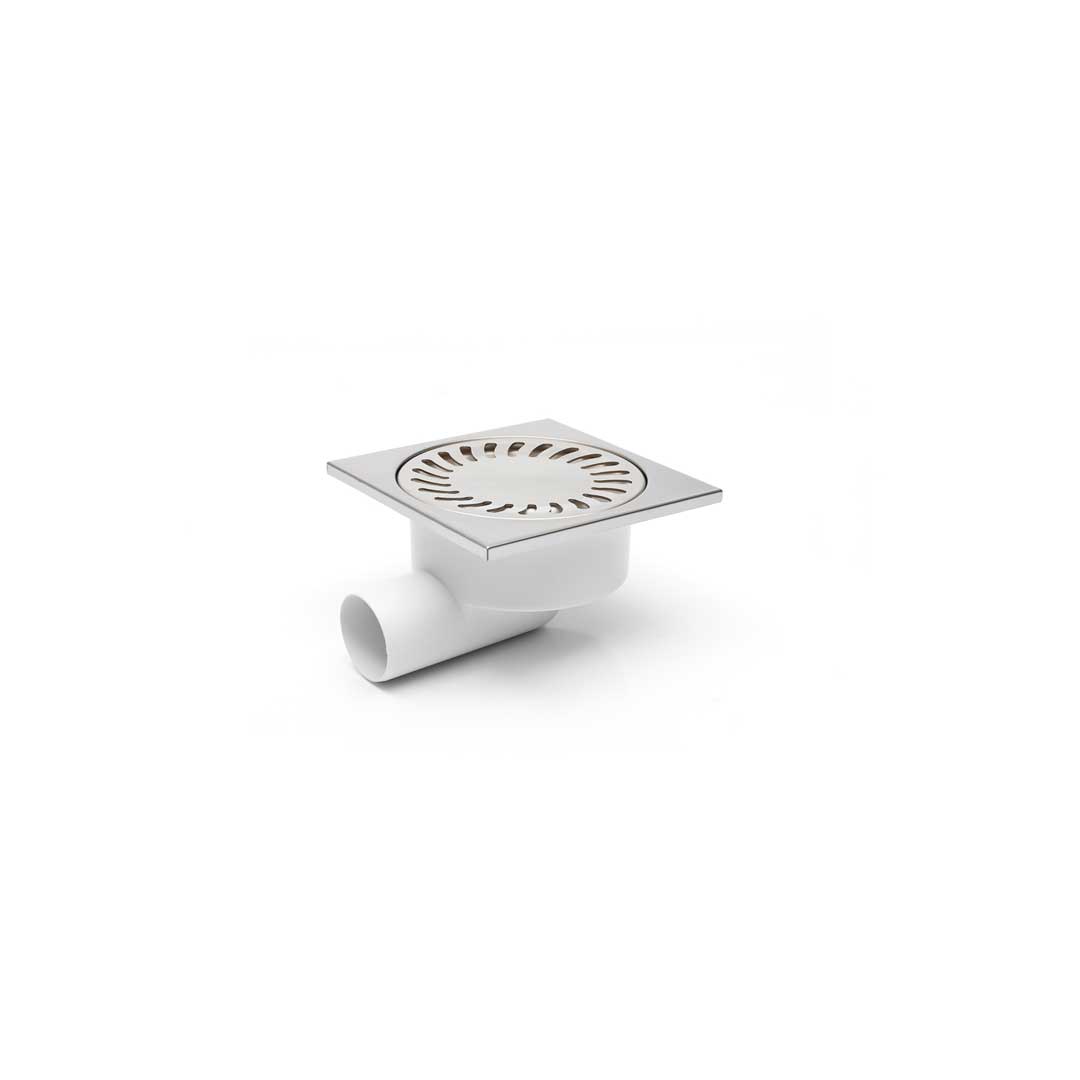 Sifon de pardoseală cu grila din INOX, ieșire orizontală CEHIA - 150 mm