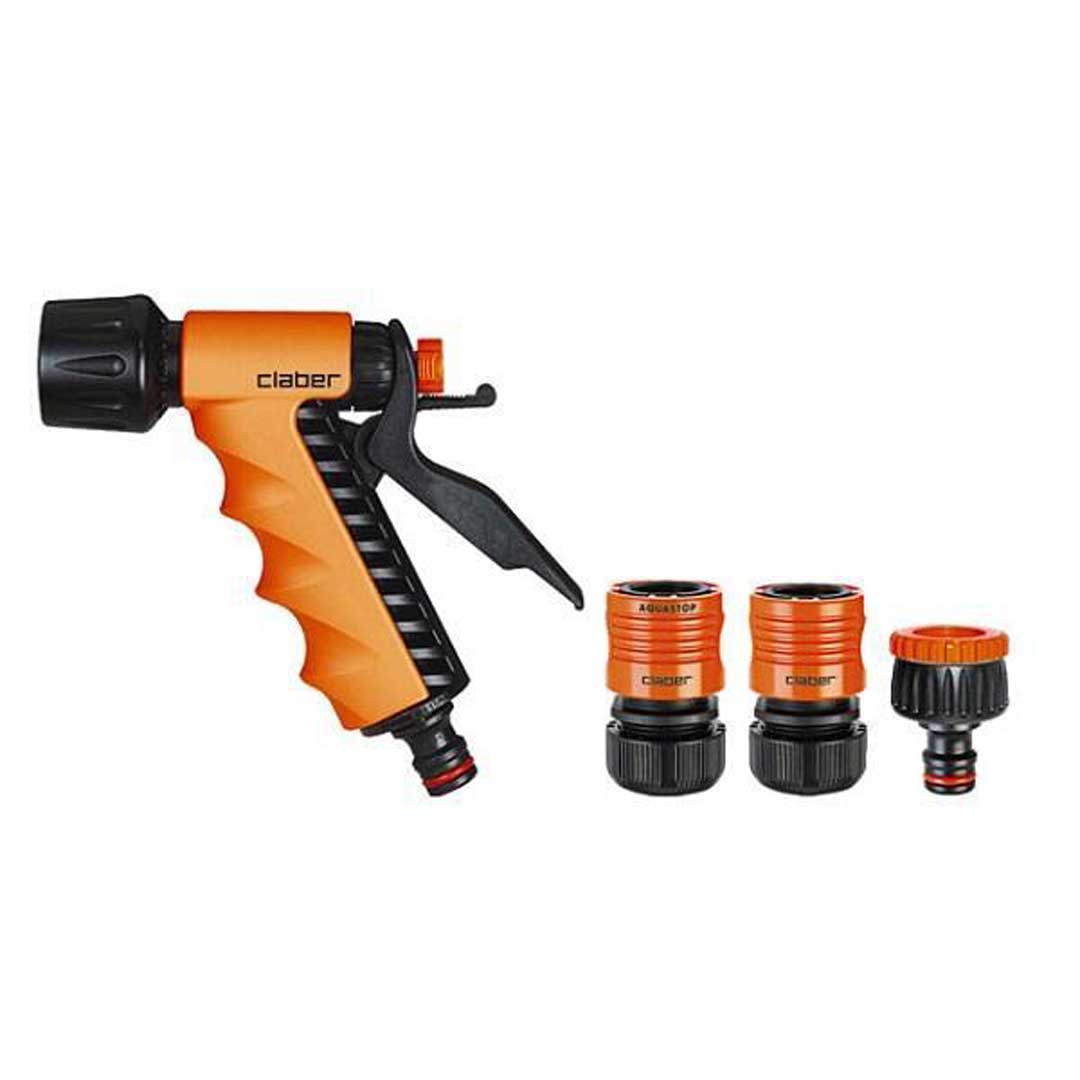 Pistol cu 2 funcții plus 3 conectori 1/2" Claber, pe blister