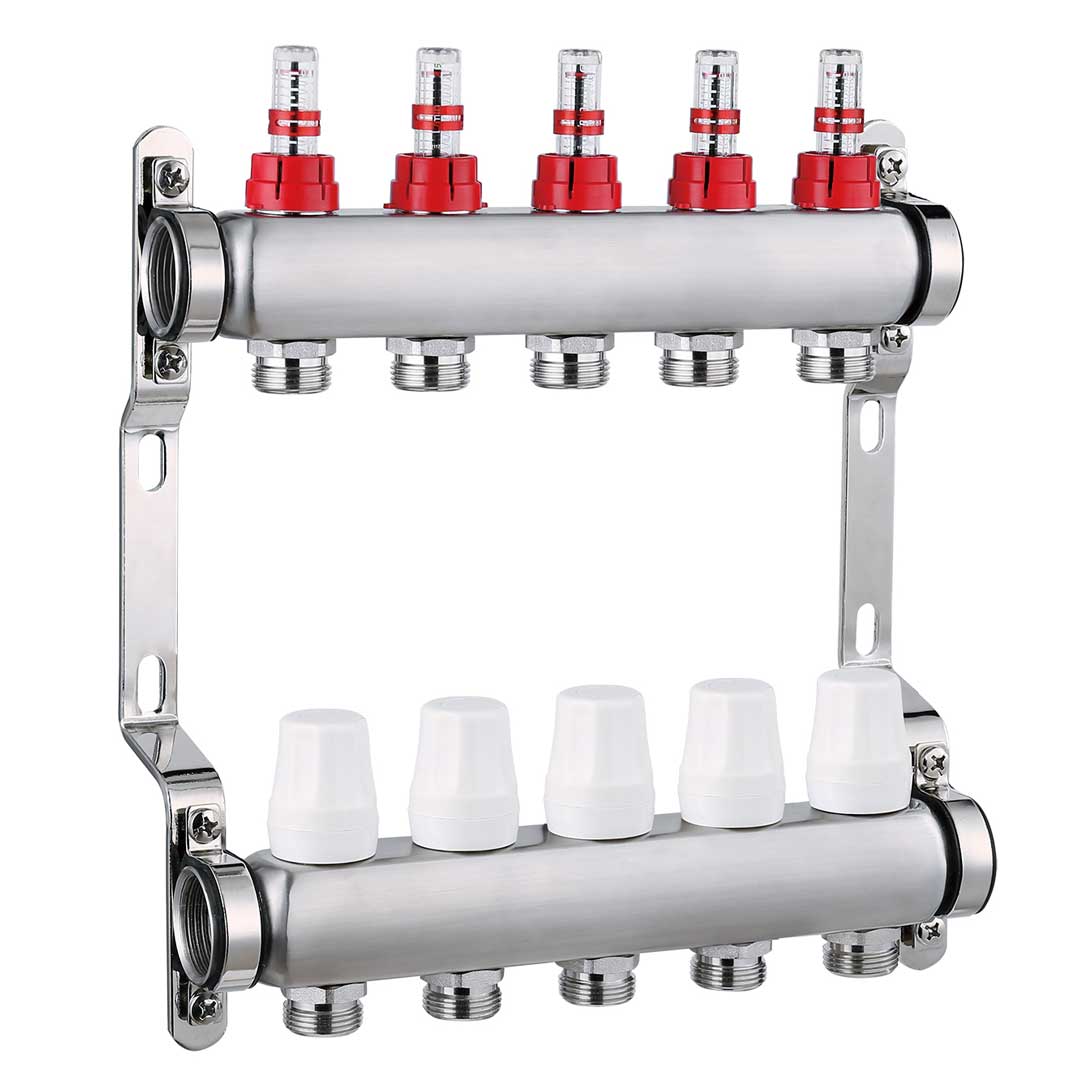 Colector complet din INOX, 4 căi, cu debitmetru, HYDRO-S, 1"x3/4"x16