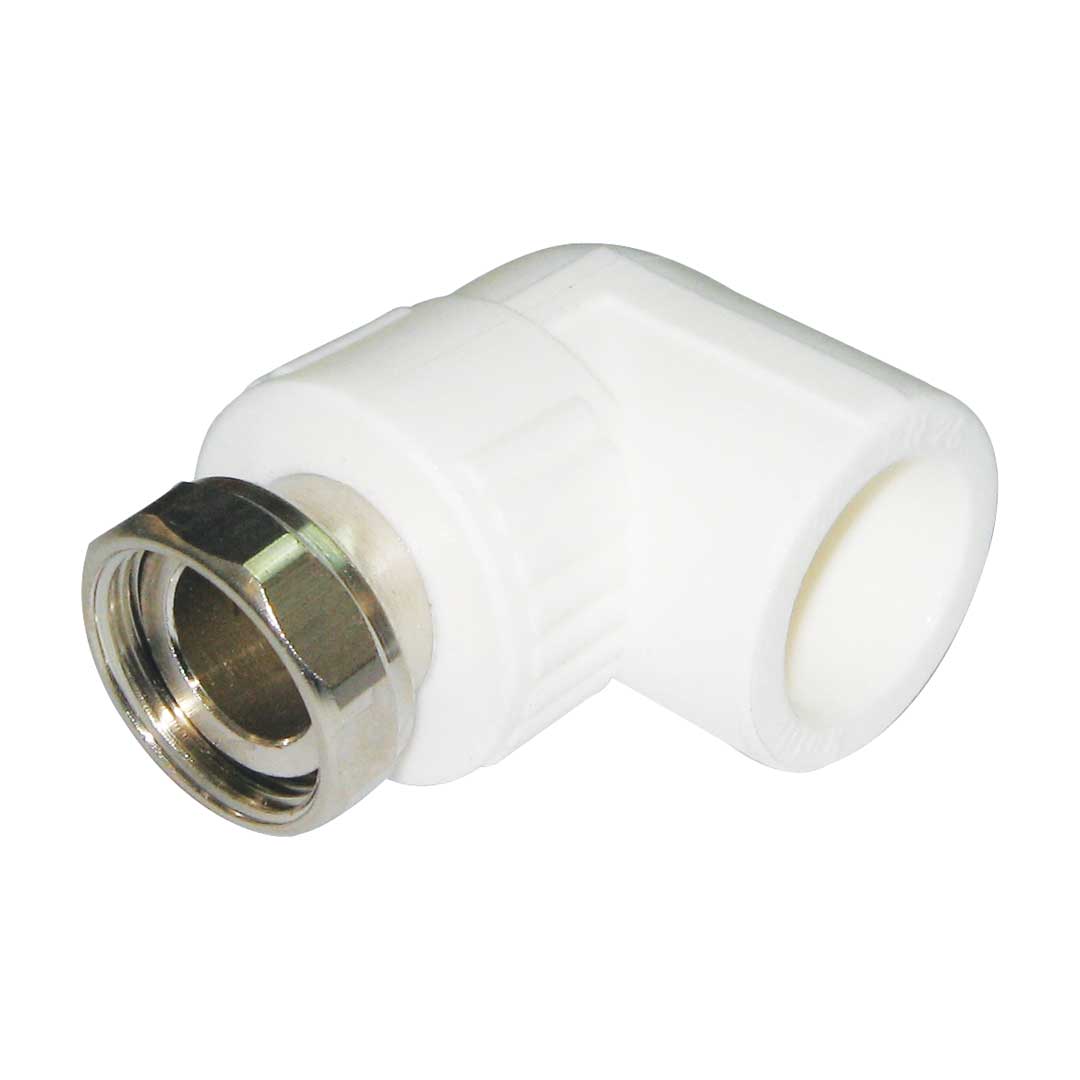 Cot PPR 90° alb cu semiolandez, F - 20x1/2"