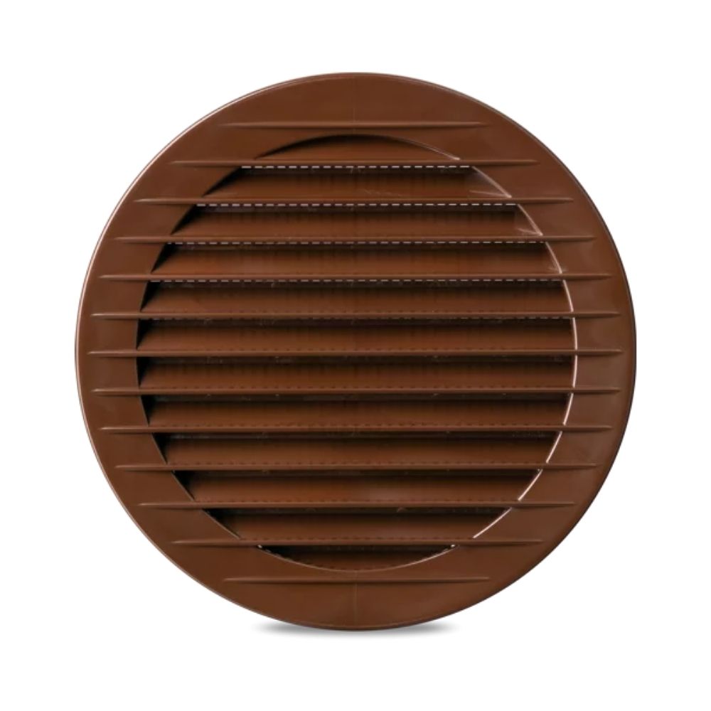Grilă ventilație rotundă cu plasă, maro - 100 x 128