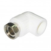 Cot PPR 90° alb cu semiolandez, F - 20x1/2"