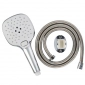 Set pară duș 3 funcții și furtun inox 1,5m, Aquafix - 03, cromat / alb