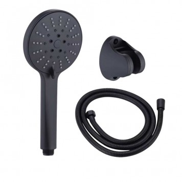 Set pară duș 3 funcții și furtun inox 1,5m, Aquafix - 05, negru